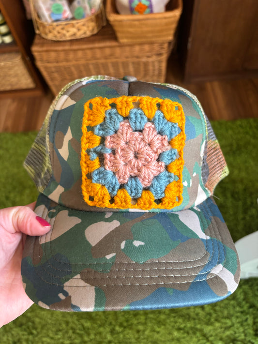 Granny Square Camo Hats